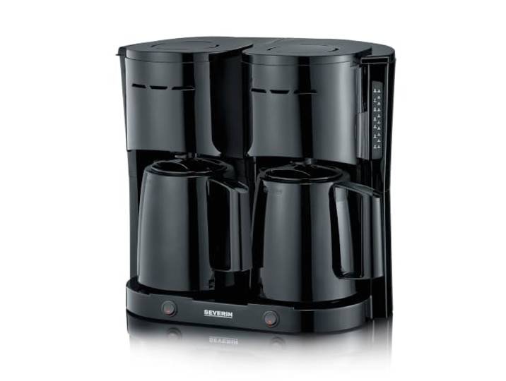 SEVERIN Duo-Filterkaffeemaschine mit Thermokanne, Kaffeemaschine für bis zu 16 Tassen, ansprechende Filtermaschine mit 2 Isolierkannen, schwarz, KA 9315