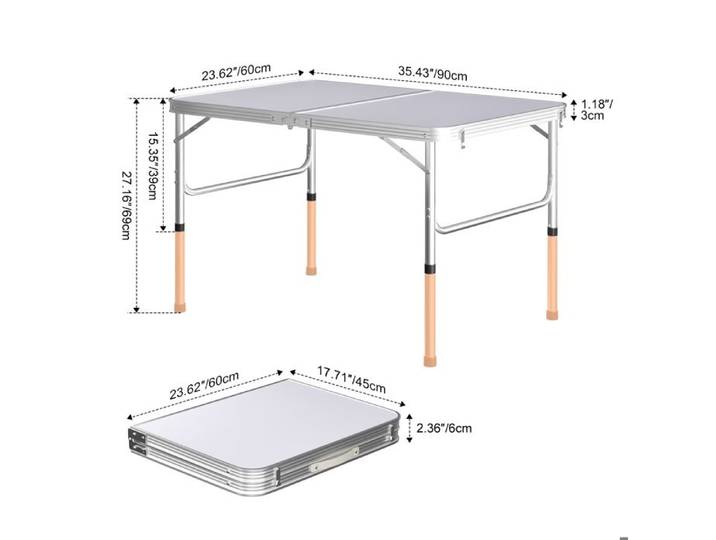 Table pliable en alliage d'aluminium 90x60x3cm étagère de rangement multifonction pour cuisine et camping