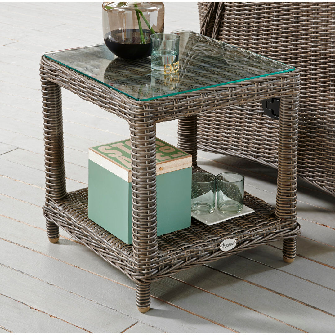 Highland Dunes Kinney Rattan Coffee Table Grey