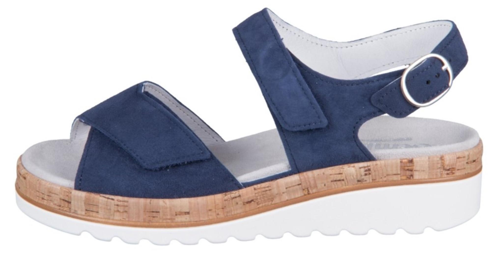 Semler Damen Sandalen für den Sommer mit Plateauabsatz und Schnallenverschluss in Marineblau
