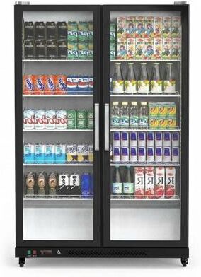 YUN 39 Cu.Ft Commercial Refrigerator, Double Glass Door Beverage Cooler with LED