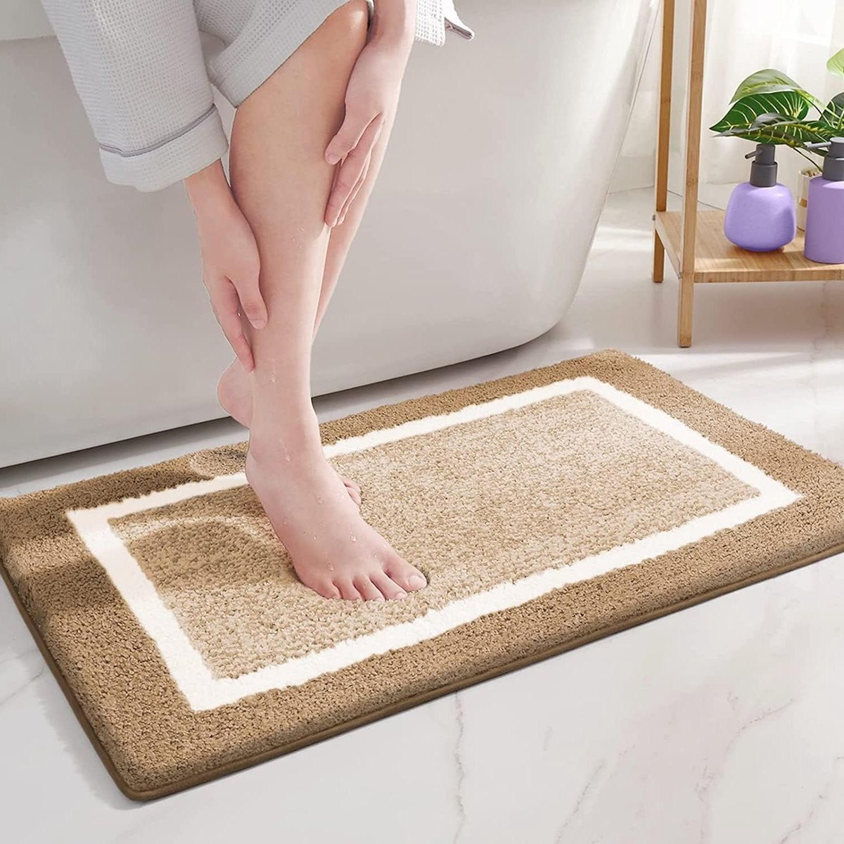 Badmat Microvezel Bruin - Antislip Douchemat - 40 x 60 cm