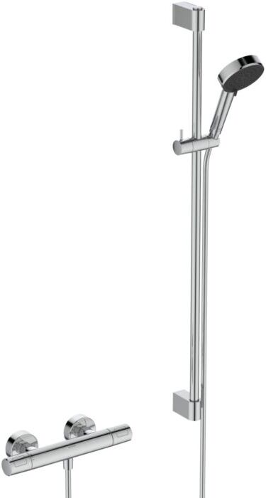 Ideal Standard T 25N Eco Brausekombination A8540AA mit Brausethermostat, Brausestange 90cm, 2 Funktion-Handbrause, 6l, chrom