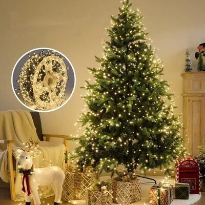 Inspired Finds Remote Control Copper Wire Outdoor LED String Lights Decorative Starry Sky Fairy Lights warm 1500led