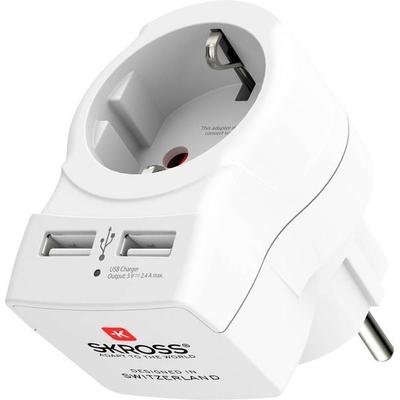 Skross 1500282 Zwischensteckdose mit USB Weiß