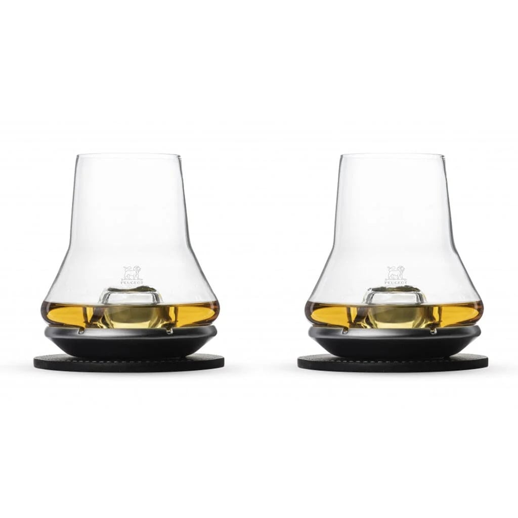 Peugeot Whisky Selectie Set met Whiskyglas, Koelbasis en Coaster voor Whisky, Armagnac of Cognac