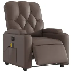 vidaXL Massagesessel Elektrisch Braun Kunstleder