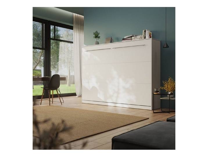 SMARTBett Schrankbett Standard 140x200 cm cm Horizontal Weiß Gasdruckfedern