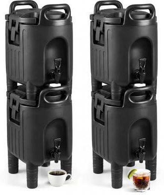 Costway 2.6 Gal Insulated Beverage Dispensers Set of 4 with Handles-Black