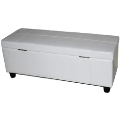 BERLINLODGE Aufbewahrungs-Truhe Sitzbank Lars | HxBxT 45x112x45cm | MVG-zertifiziert | Weiß | Leder + Kunstleder