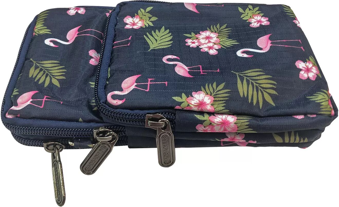 INF Multifunktions-Handytasche mit großem Bildschirm und Zubehörfach mit verstellbarem Riemen Flamingo-Muster