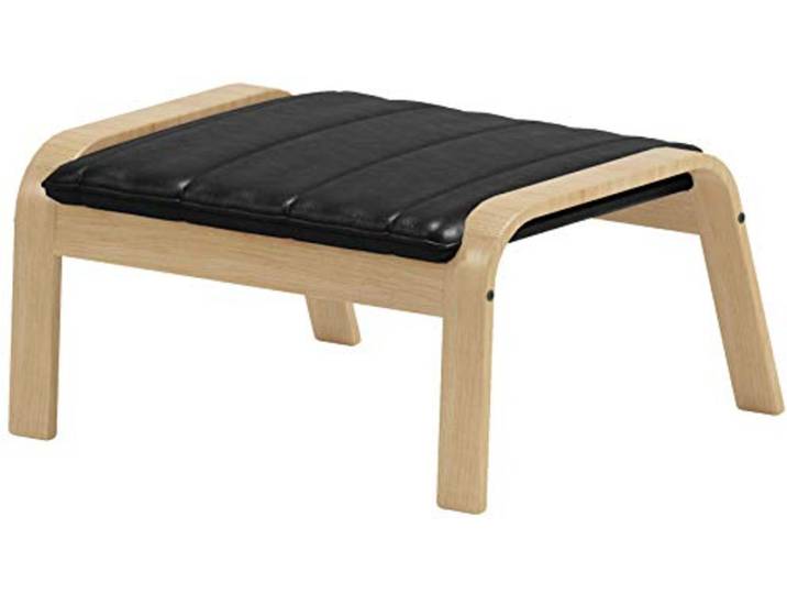 La Housse de Rechange en Cuir synthétique pour Repose-Pieds Poang est fabriquée sur Mesure pour la Housse ottomane de Chaise IKEA Poang. (Cuir PU Noir)