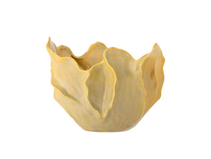 Schale Auror – skulpturales Steingut in Gelb - Gold - Luxusbetten24