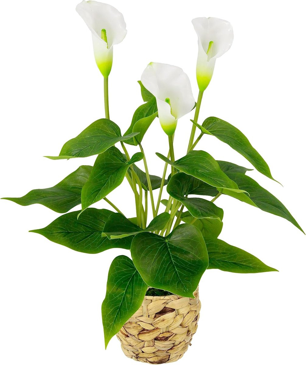 Kunstplant Calla Wit - Levensgetrouwe Lily met Pot - Hoogte: 44 cm