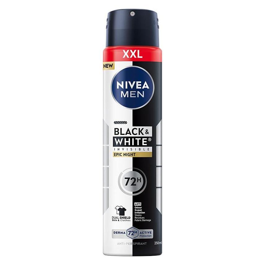 NIVEA Men Black&amp,White Invisible Epic Night antyperspirant w sprayu 72h 250ml (Spray, 250 ml) (69334936)