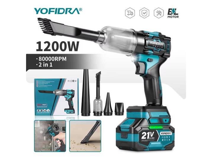 YOFIDRA 80000 tr/min sans brosse 2-en-1 Turbo ventilateur et aspirateur à main outil de soufflage de poussière pour Makita 18V broches de batterie