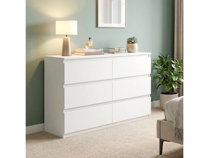 HOMCOM Commode 3 Tiroirs Moderne Blanc Chambre Rangement