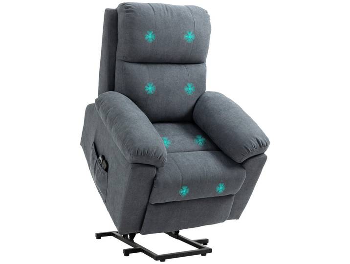 ComfortXL Massagesessel De-06439 Mit Aufstehilfe, 8 Vibrationsmotoren, 135° neigbar Grau, Metall, 99x103x89 cm, Wohnzimmer, Sessel, Massagesessel