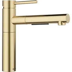 Blanco, Küchenarmatur, ALTA-S II Edelstahl satin gold Hochdruck Mit herausziehbarem Schlauch Rückflussverhin