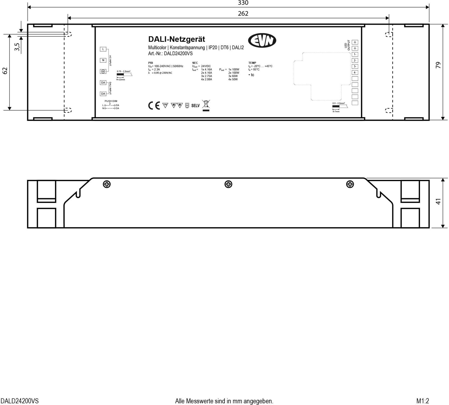 EVN DALI-LED-Steuerung DALD24200VS 4x2,08A 24VDC 4x50W)