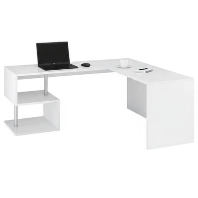 Dmora Schreibtisch Antonino, Linearer Schreibtisch mit PC-Halterung, Mehrzweck-Bürotisch, platzsparender Schreibtisch, cm 160x60h78, glänzend weiß