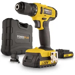 Powerplus, Bohrmaschine + Akkuschrauber, Bohrschrauber 20V - inkl. 2 Akkun 20V 1.5Ah und Ladegerät (Bohrschrauber)