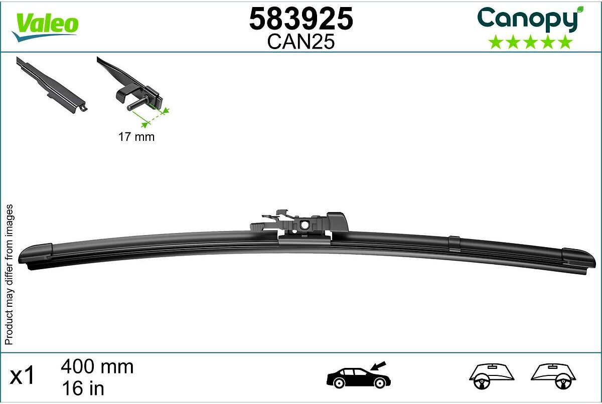 Pyyhkijänsulka Valeo Canopy 583925, 400mm, Edessä, 1 Kappale