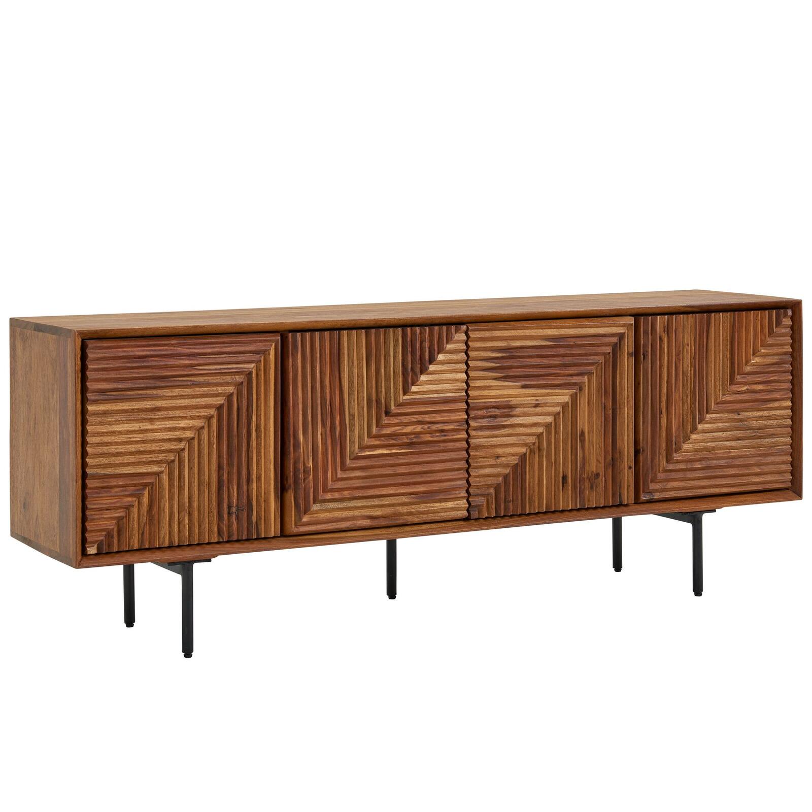 WOHNLING Lowboard Sheesham Massivholz 140x54x33 cm WL6.557