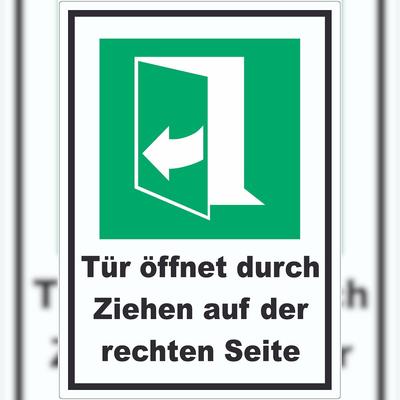 HB-Druck Tür öffnet durch Ziehen auf der rechten Seite Aufkleber A4 (210x297mm)