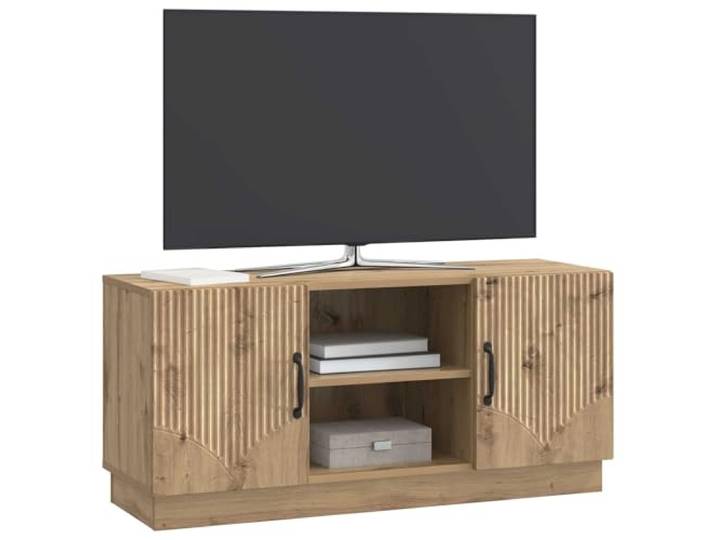 GKHPYURE TV-Schrank Eiche Handwerk 102 x 34,5 x 47 cm Holztechnik, 2 Türen, 1 Regal, großer Stauraum, für Wohnzimmer oder Heimkino