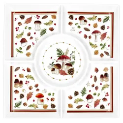 Autumn Breeze Servierplatte 25x25cm Snack Dip Tapas Antipasti Herbst Porzellan