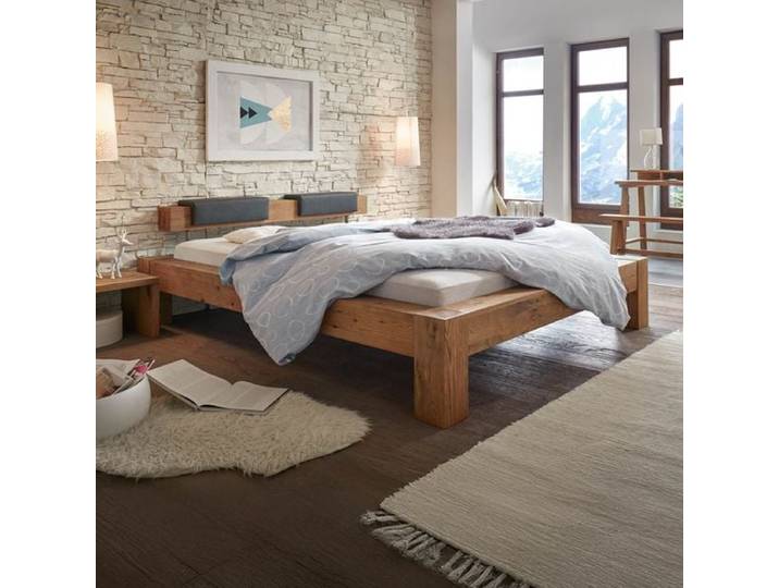 Balkenbett Rustico Komfort Wildeiche Massivholz