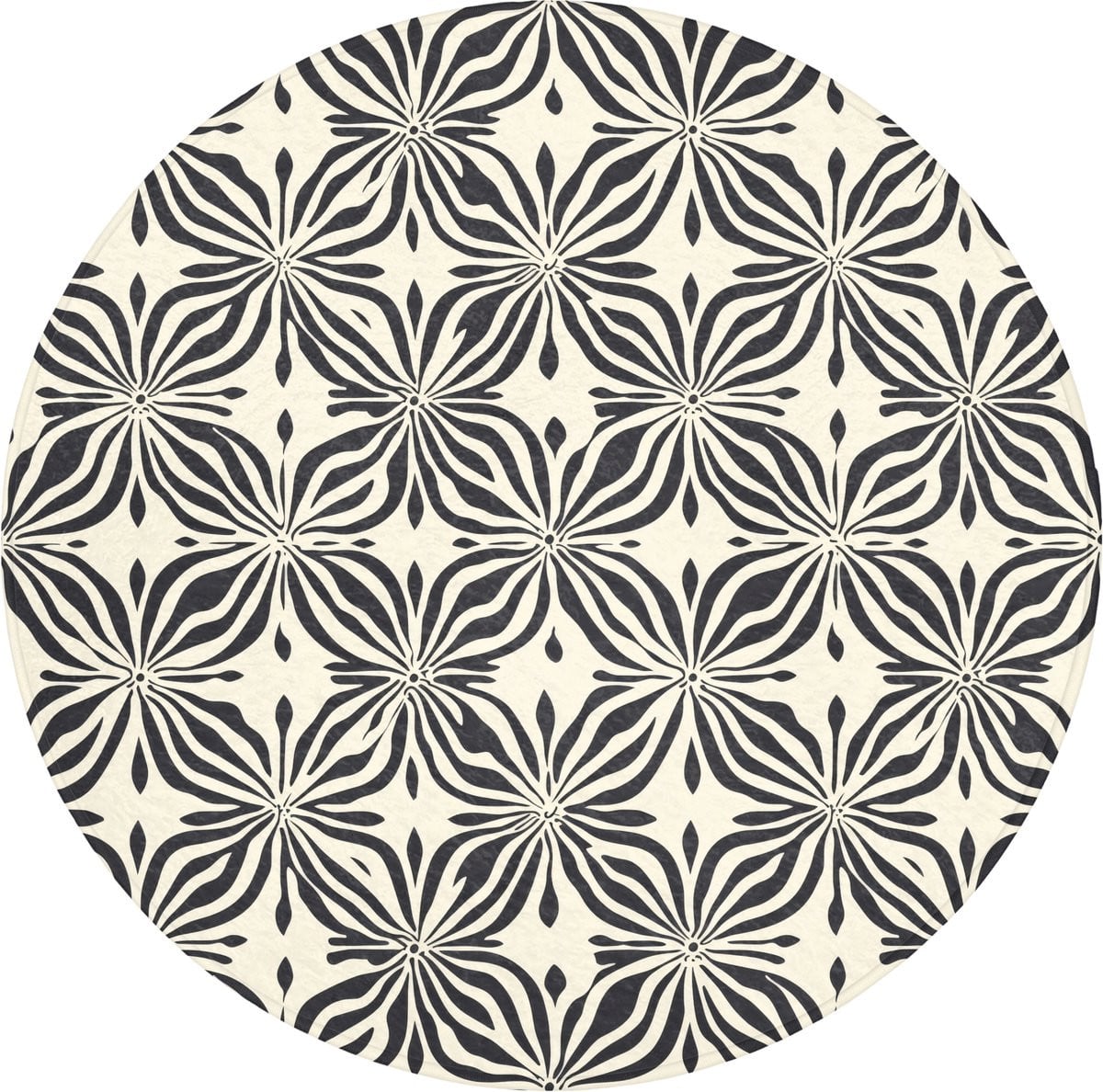 OnlyWow WC mat rond 70x70 cm - Antislip - Zwart - Grafisch patroon
