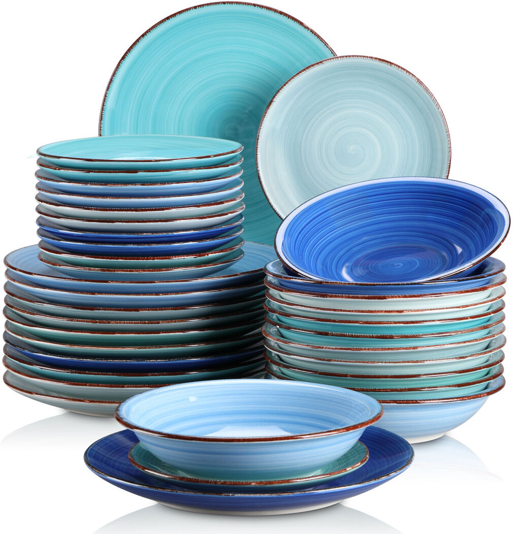 Vancasso BOMOOTIUR Sylvain 36 Piece Dinnerware Set, Service for 12 Blue Assorted 36