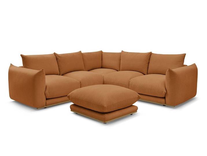 Ecksofa mit Hocker BOBOCHIC ERNEST Stoff orange