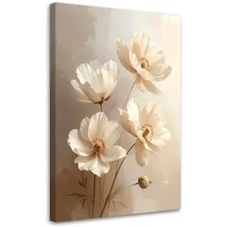 LEINWANDBILD, Zarte beige botanische Blumen