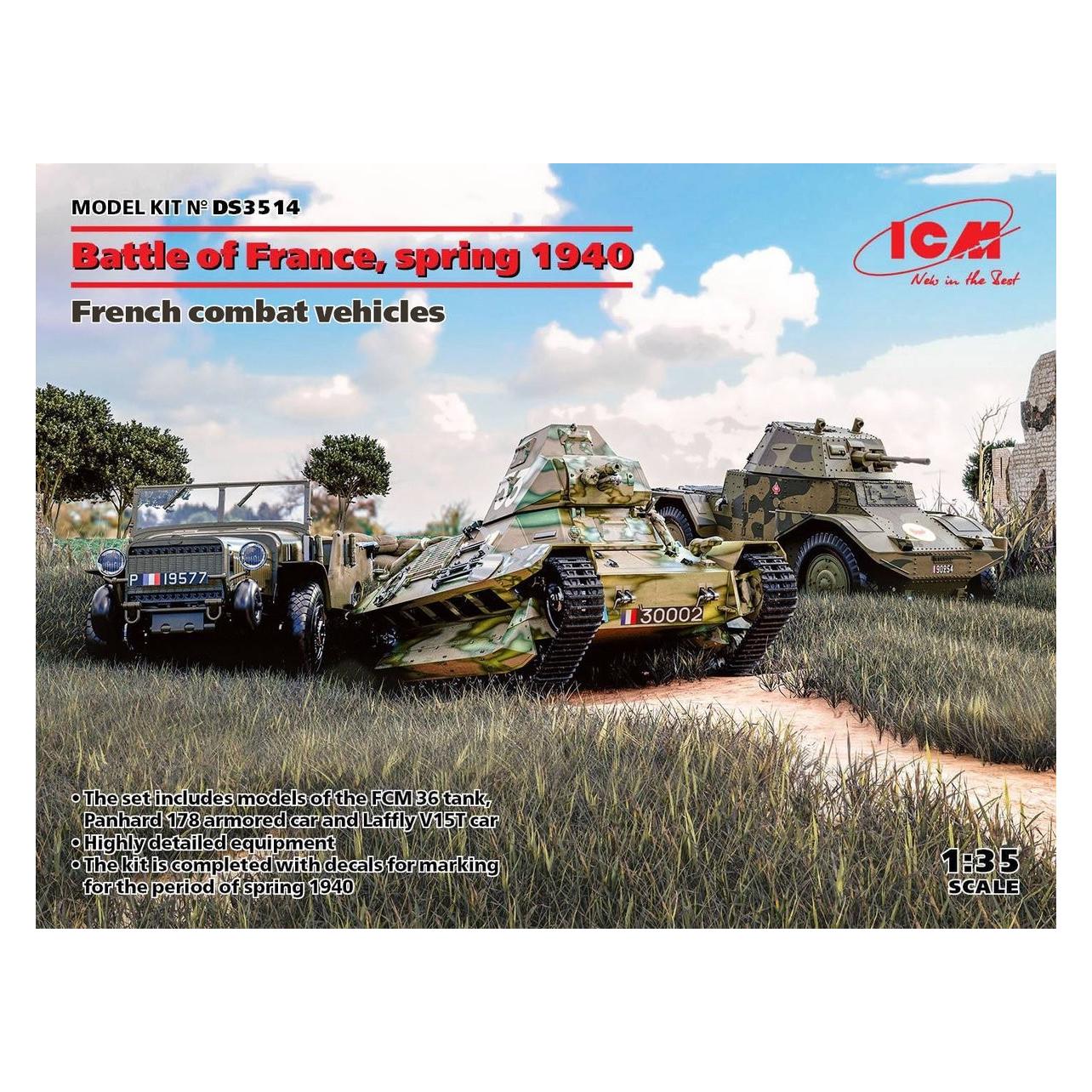 ICM Battle of France, spring 1940 (Panhard 178 AMD-35,FCM 36,Laffly V15T) (DS3514)