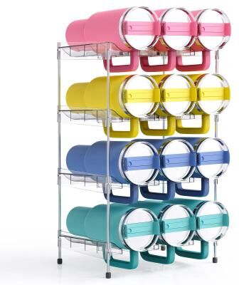 Uplift Essentials Stackable Clear Water Bottle Organizer And Modular Tumbler Storage Rack 4 Layers