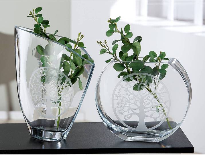 Vase Lebensbaum 26 x 33 x 9cm Transparent