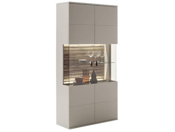 Kombi-Vitrine Lüttich , Basalt / Wotan Eiche , optional LED Beleuchtung