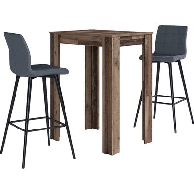 Bargruppe BYLIVING "Essgruppe Nele, Stühle Simone", schwarz (oldnavy, anthraz, anthrazit, schwarz), B:60cm H:104cm T:51cm, Sitzmöbel-Sets, Bartisch Essgruppe, Barhocker, Bartisch