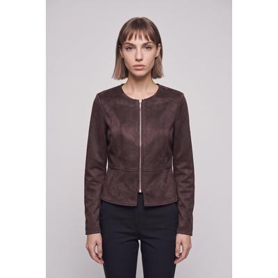 Lederimitatjacke ONLY "ONLSARAMY FAUX SUEDE JACKET OTW", Damen, Gr. XS, chocolate torte, Web, Obermaterial: 100% Polyester, unifarben, normal, Rundhals, Jacken, Kunstfaser, Wildlederimitat