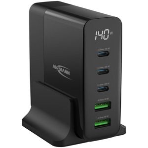 Ansmann USB-Ladegerät Desktop Charger, 140 Watt, 3x USB-C und 2x USB-A, 5 Ports, Schnellladegerät