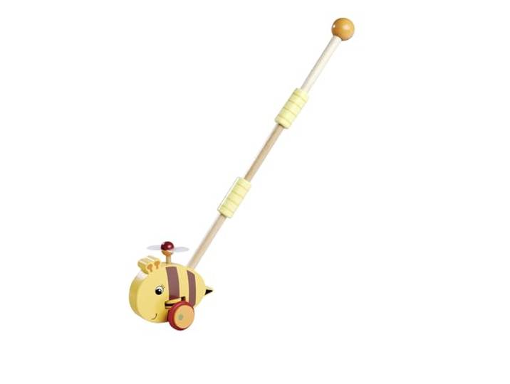 Eichhorn 100006804 - Schiebefigur Biene, mit beweglichem Flügel, Grifflänge 50 cm, geräuschlose Silikonräder, aus 100% FSC Zertifiziertem Buchenholz, ab 1 Jahr