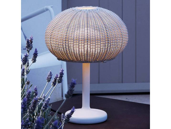 Bover Garota Mini LED-Außentischlampe, creme / amber, Aluminium, Design