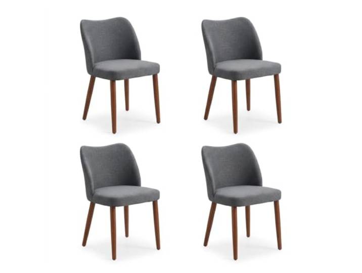 IDEALHOUSE Esszimmerstühle 4er Gepolsterte Küchenstühle Leinen Dunkelgrau Esszimmerstühle mit Wingback‑Rückenlehne, Ergonomischer Form, Holzbeinen & Nivellierfüßen Belastbar bis 136 kg für Innenräume
