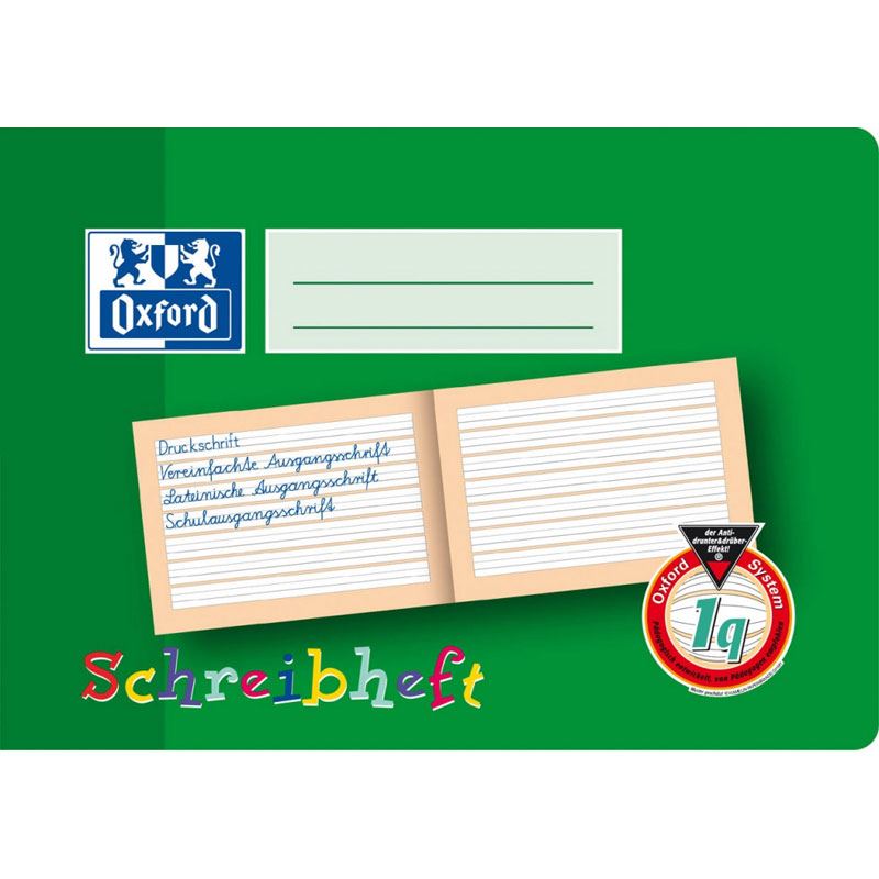 OXFORD Schreiblernheft Lineatur 1q liniert DIN A5 quer ohne Rand, 16 Blatt