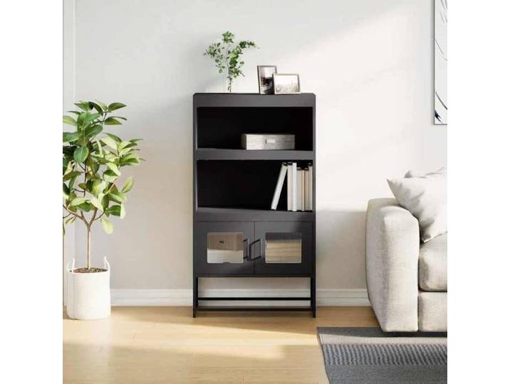 Meuble de salon - Haut Armoire - Vidaxl - multi-rangement - Meuble haut noir 68x39x123 cm acier 301334xrb12n