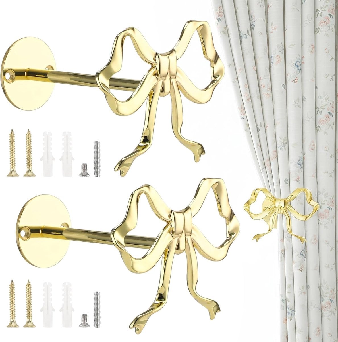 Gouden Gordijnhouders met Strik Design - 2 Stuks - Goud