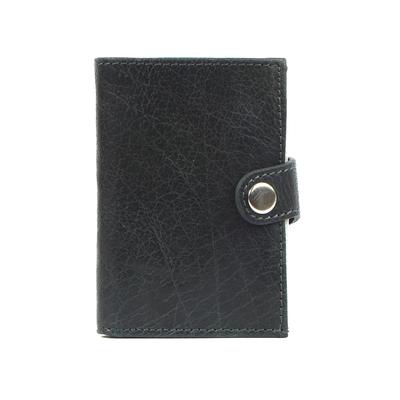 Mini Geldbörse MARGELISCH "noonyu single leather", Damen, blau (steelblau), Leder, Kleinlederwaren, Kreditkartenbörse aus Upcycling Leder